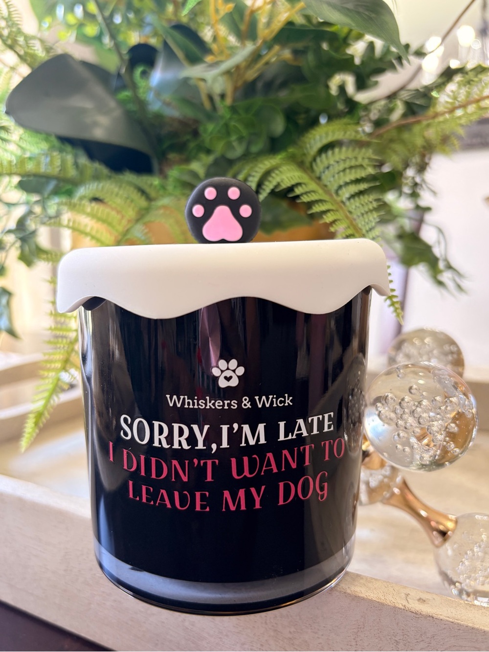 Sorry,I’m Late I dint want to leave my Dog candle-Amber Musk scent- 13oz